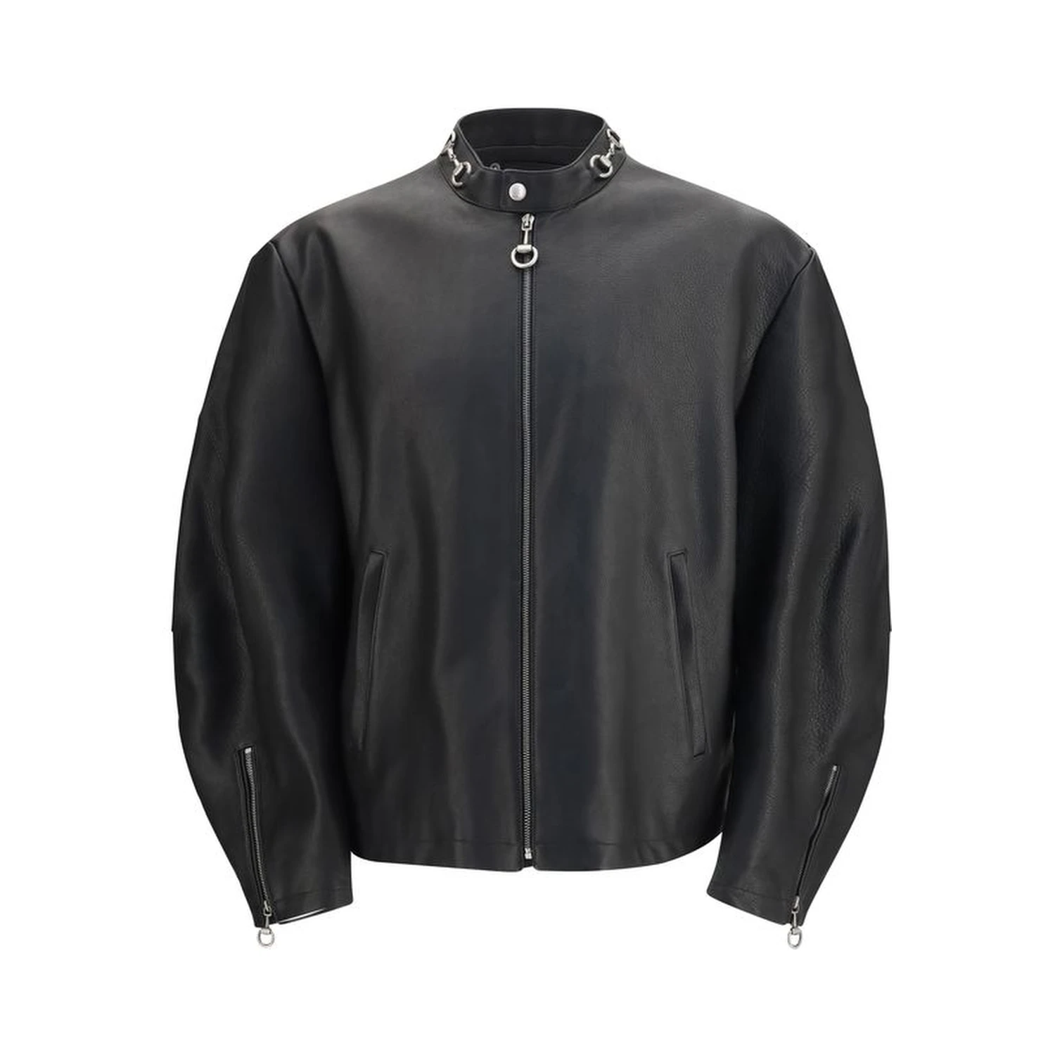 Black Calf Leather Bos Taurus Biker Jacket