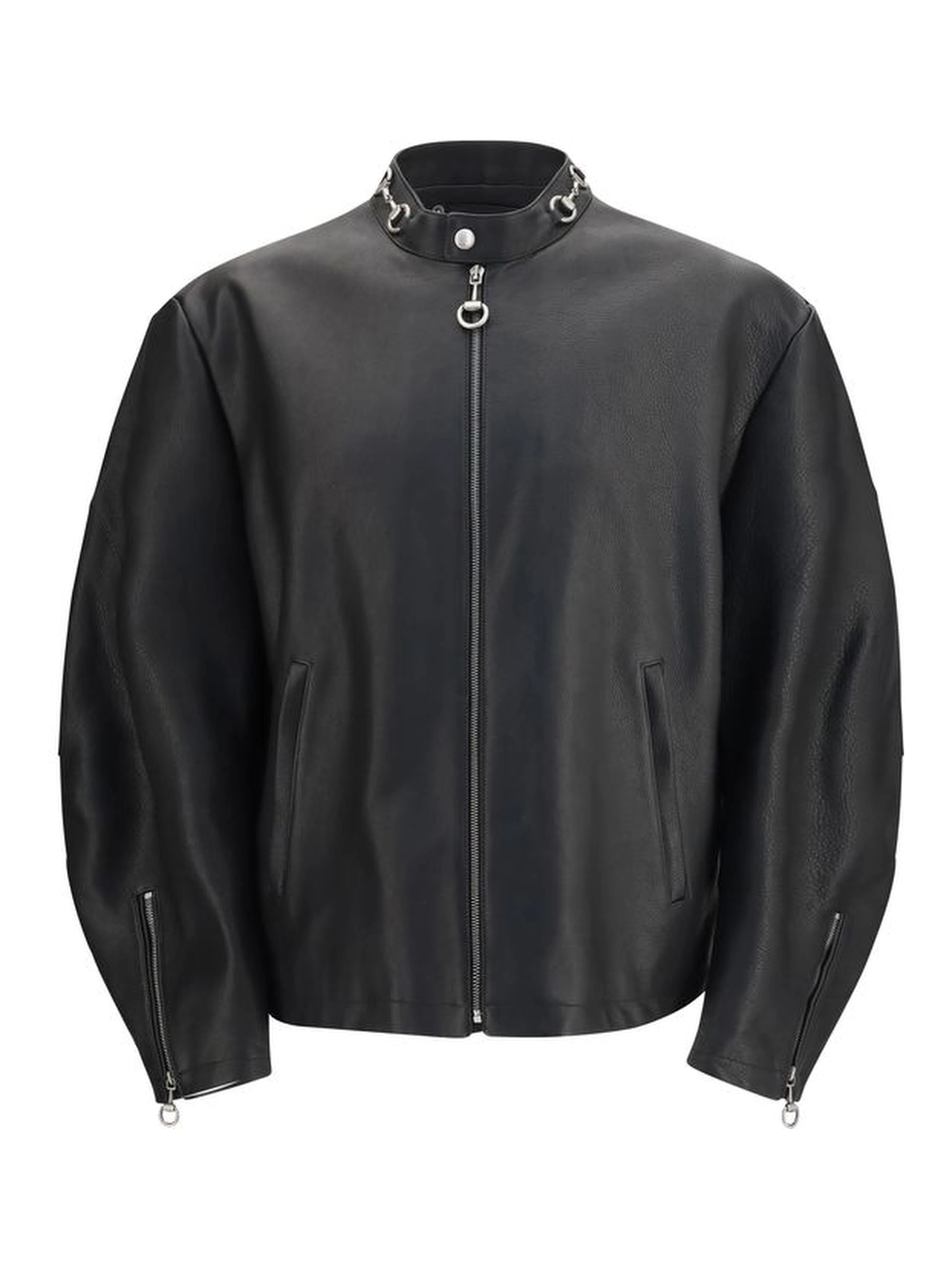 Black Calf Leather Bos Taurus Biker Jacket