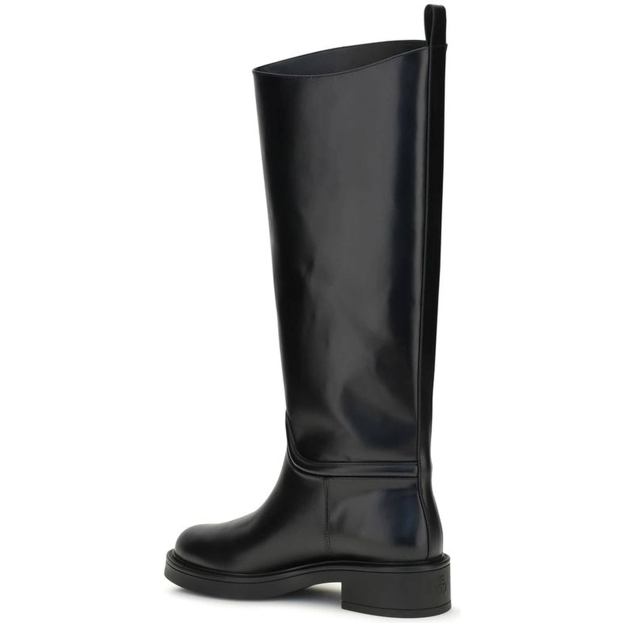 Black Calf Leather Bos Taurus Flat Boots
