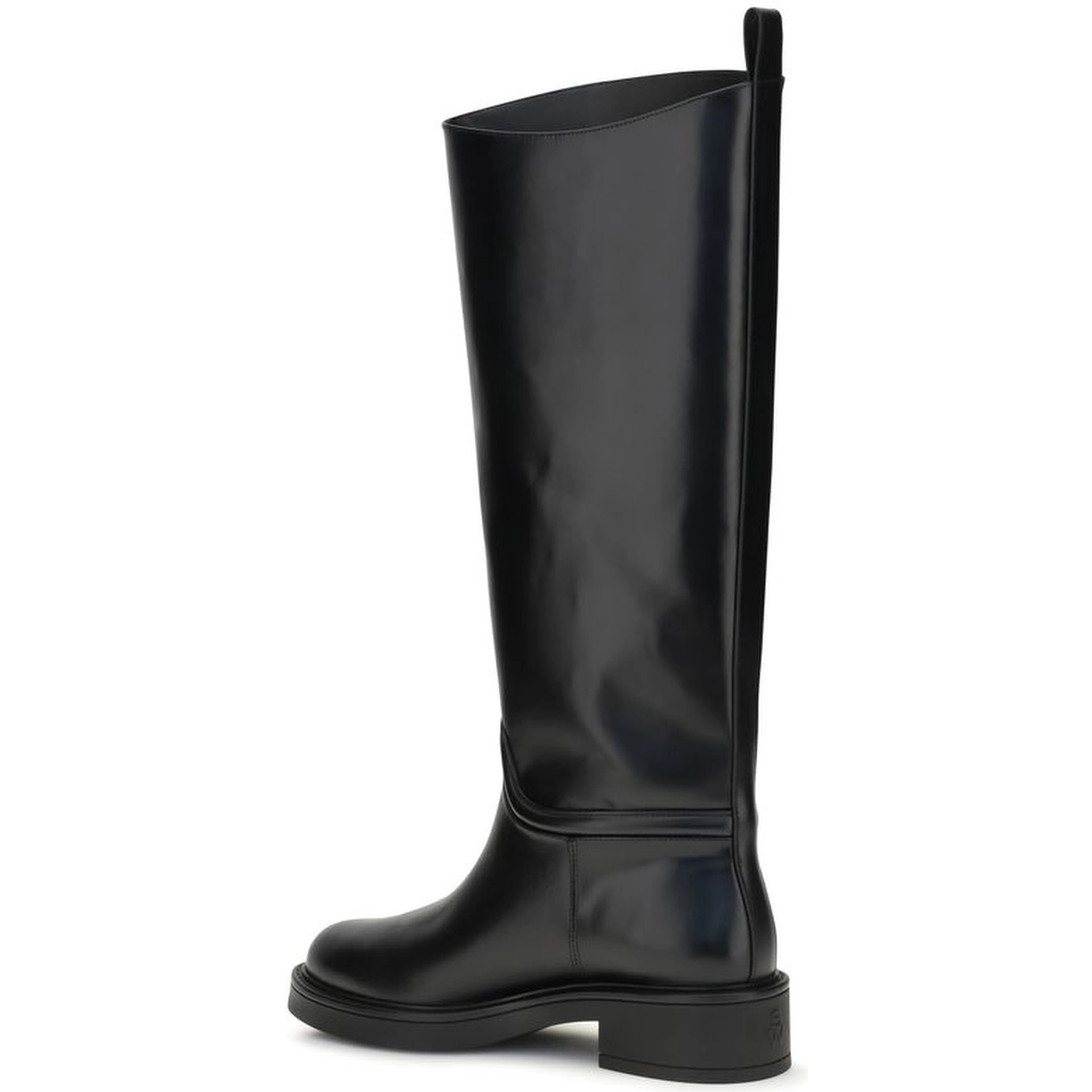 Black Calf Leather Bos Taurus Flat Boots