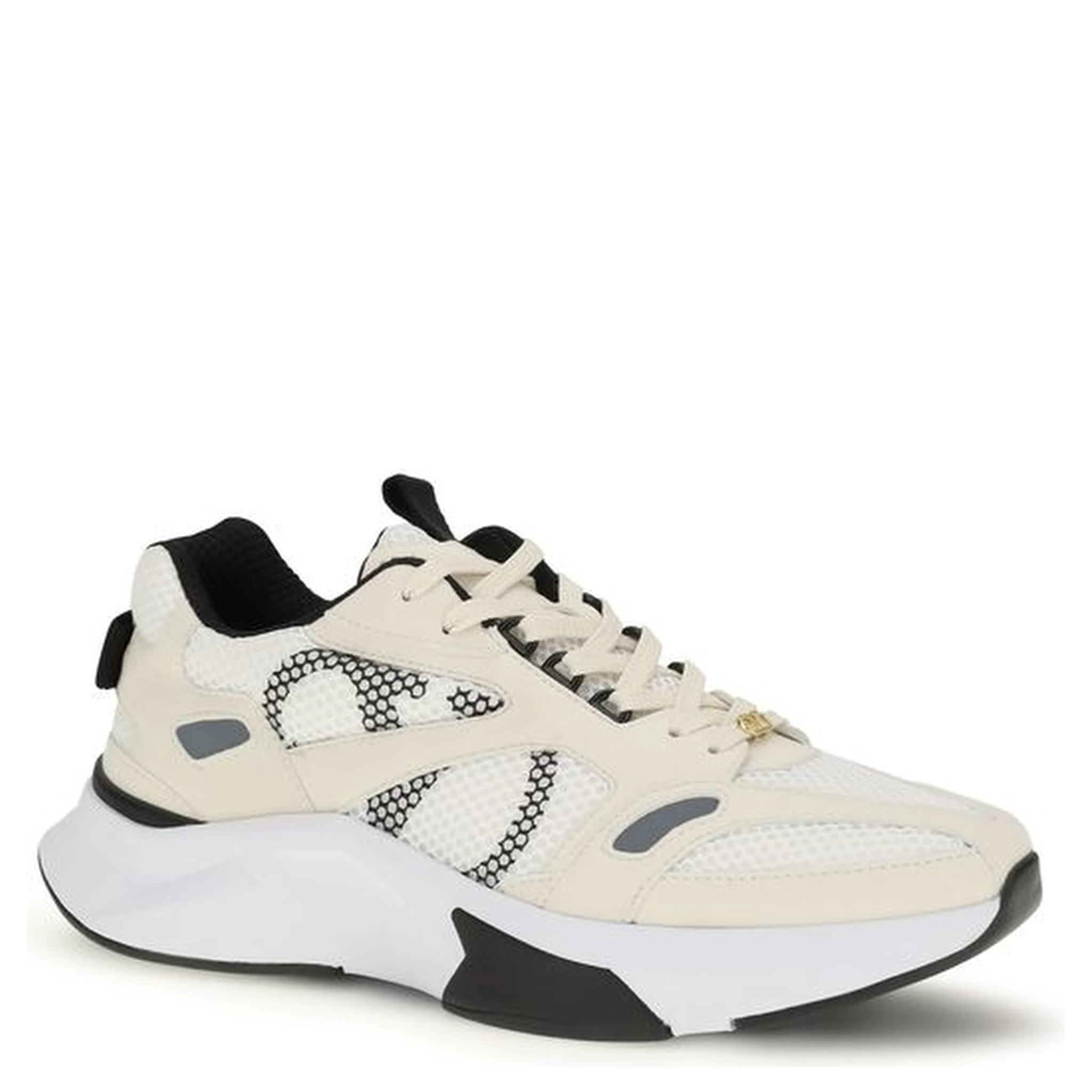 White Fabric Low Top Sneakers