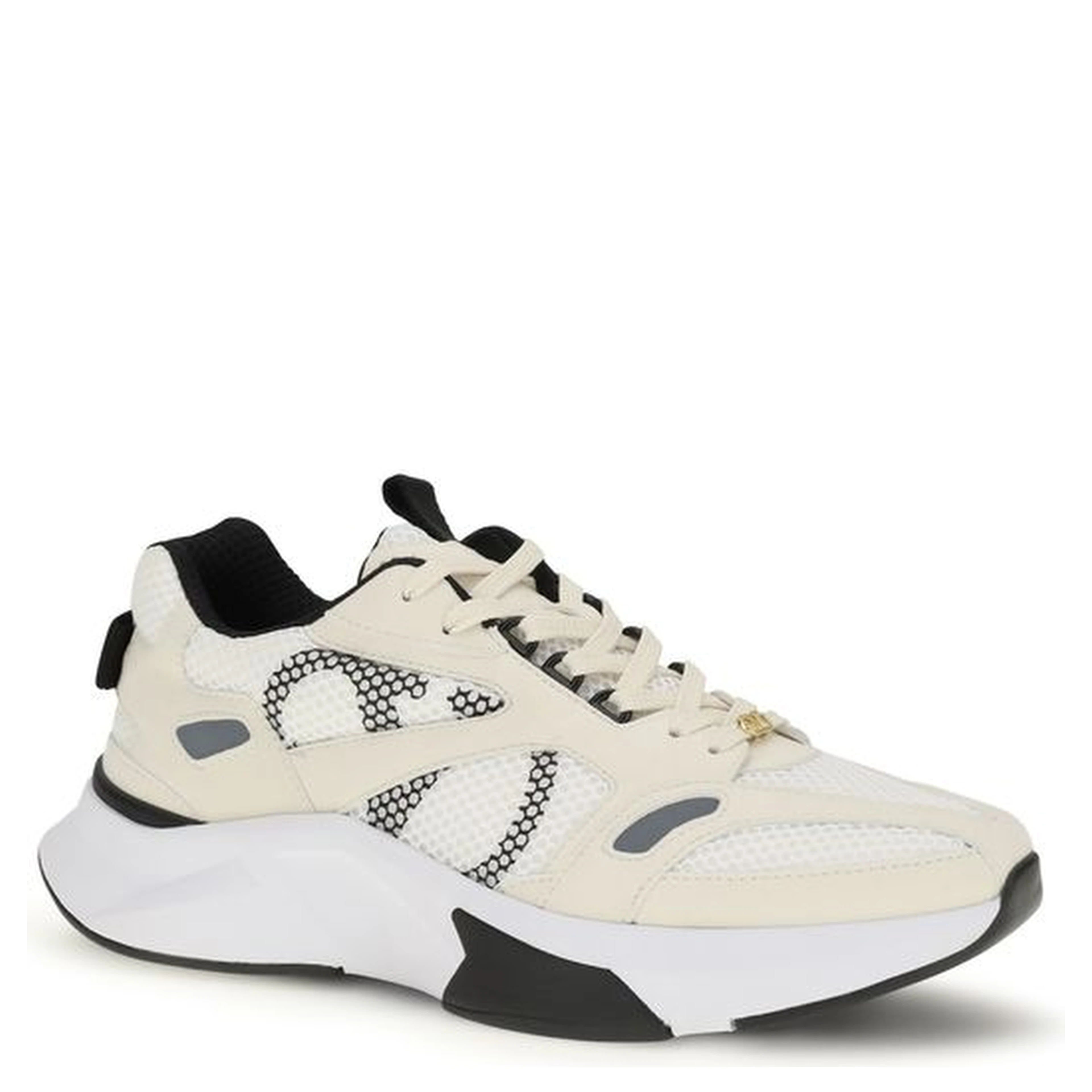 White Fabric Low Top Sneakers