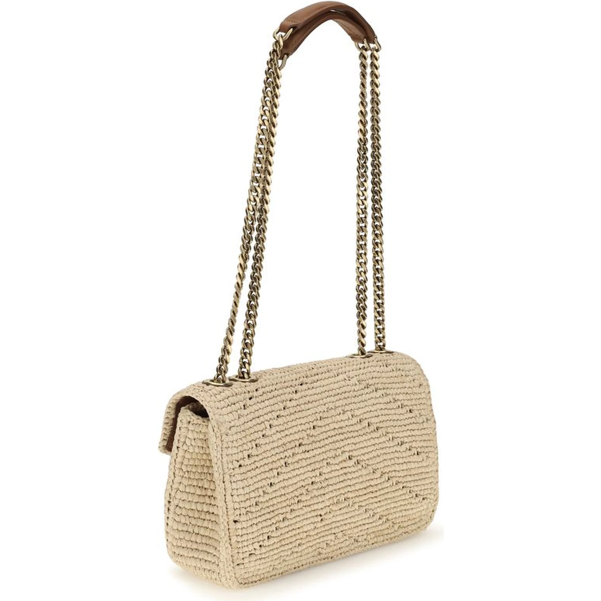 Beige Raffia Shoulder Bag