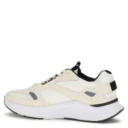 White Fabric Low Top Sneakers