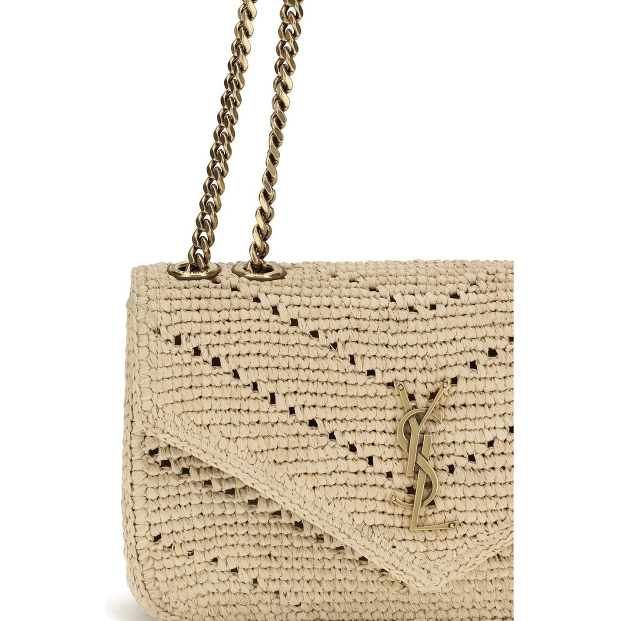 Beige Raffia Shoulder Bag