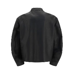 Black Calf Leather Bos Taurus Biker Jacket