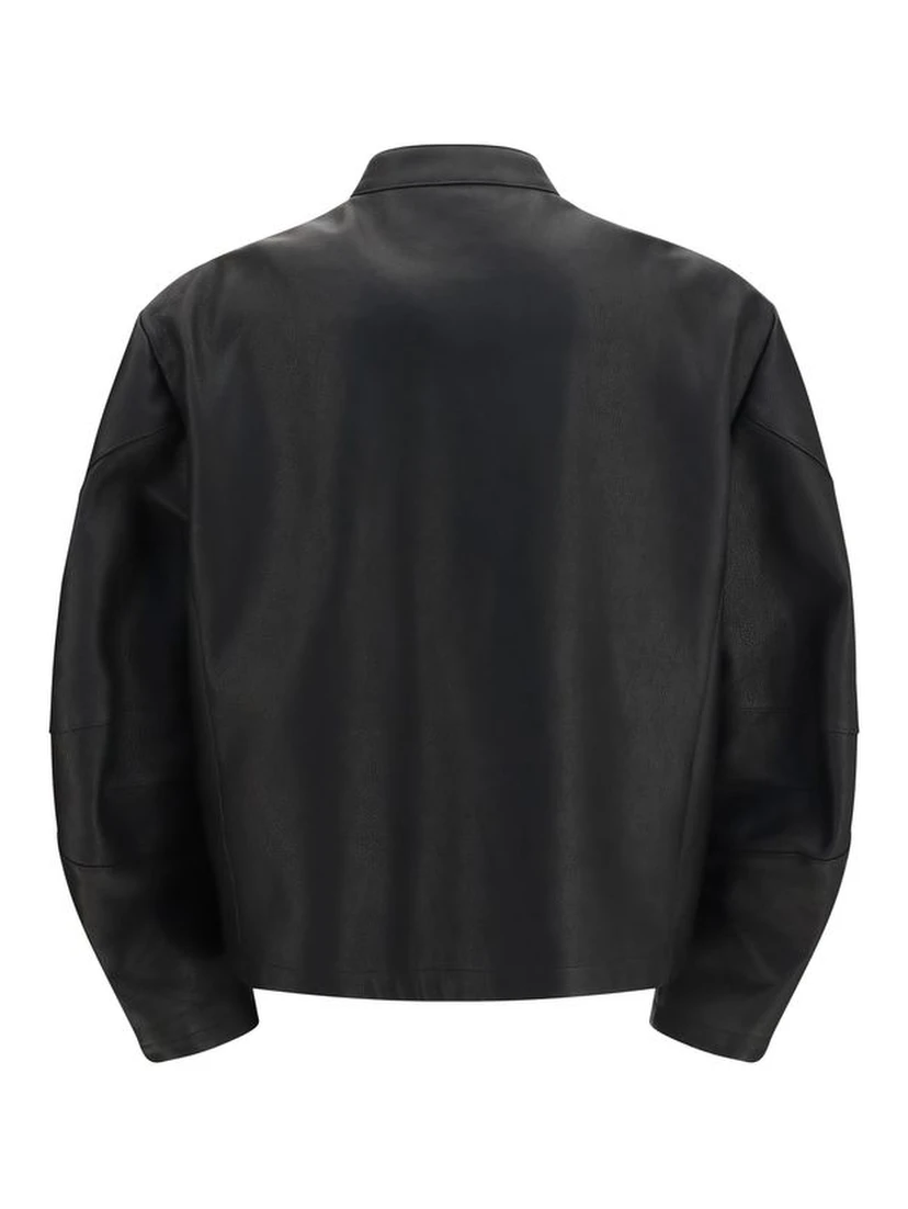 Black Calf Leather Bos Taurus Biker Jacket