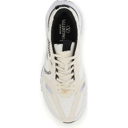 White Fabric Low Top Sneakers