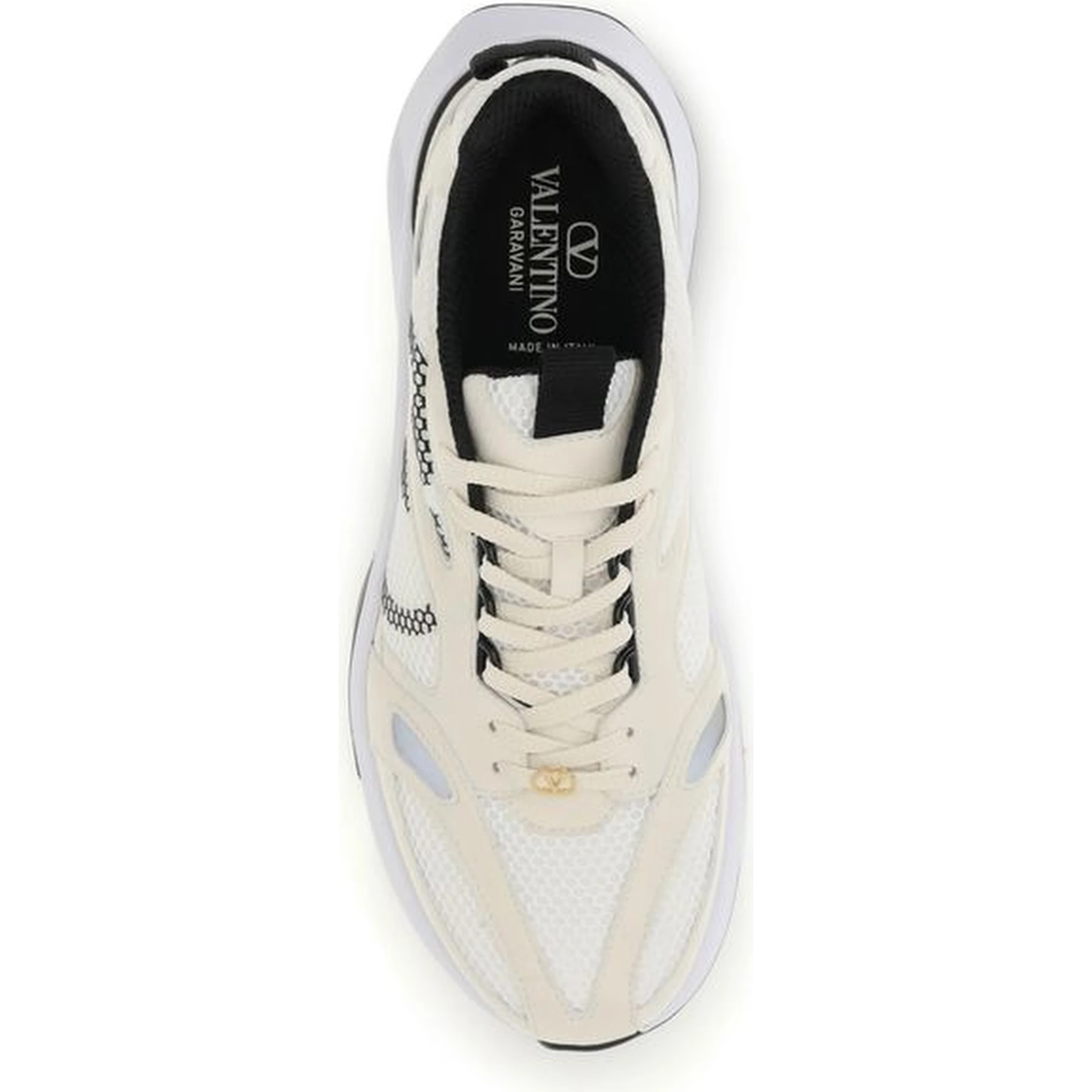 White Fabric Low Top Sneakers