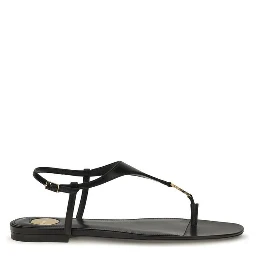 Black Calf Leather Bos Taurus Flat Sandals