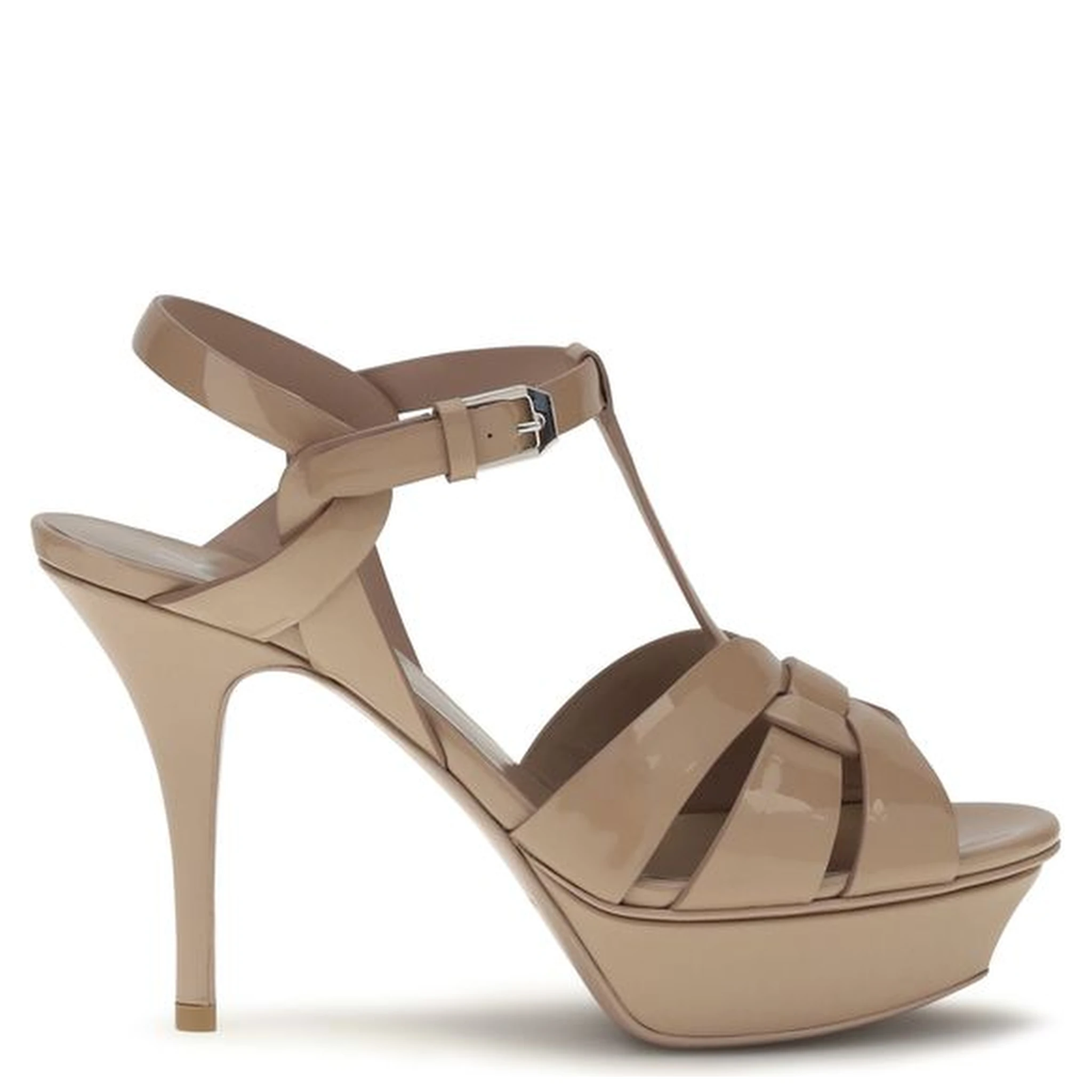 Beige Calf Leather Bos Taurus Stiletto Heel Sandals