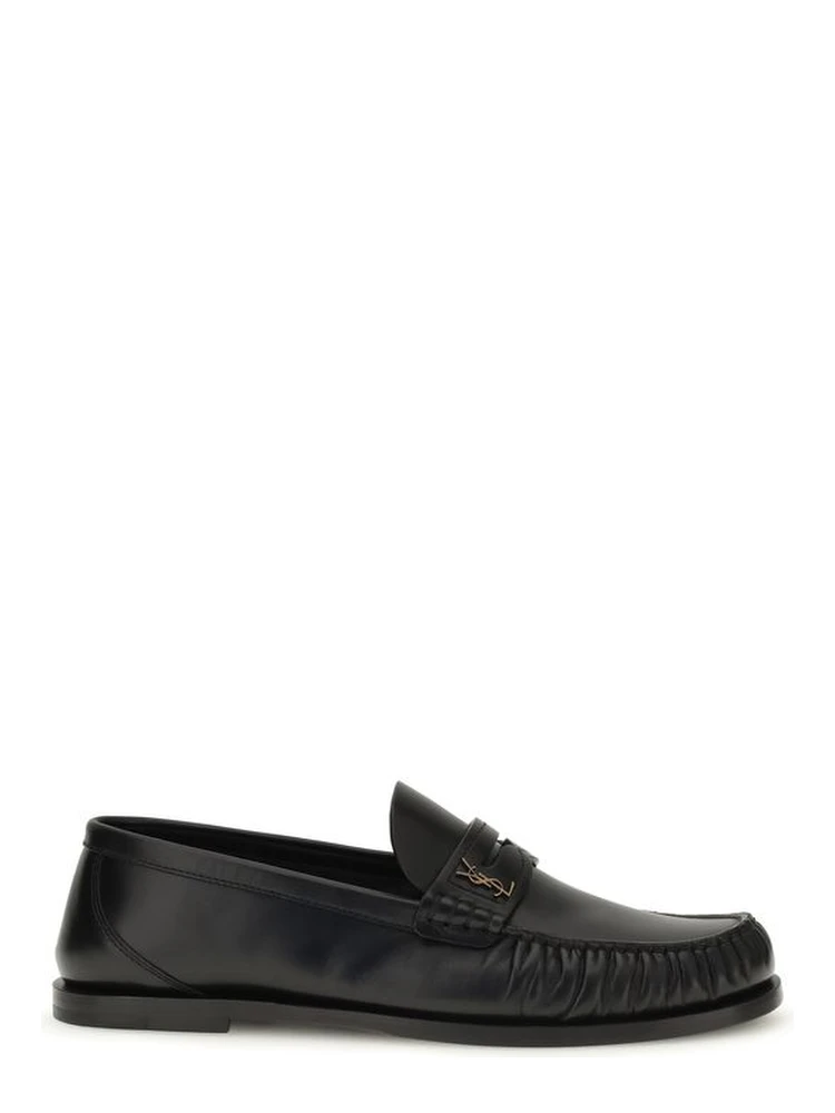 Black Calf Leather Bos Taurus Slip-On Loafers