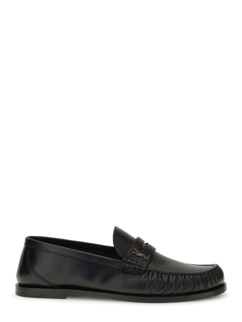 Black Calf Leather Bos Taurus Slip-On Loafers