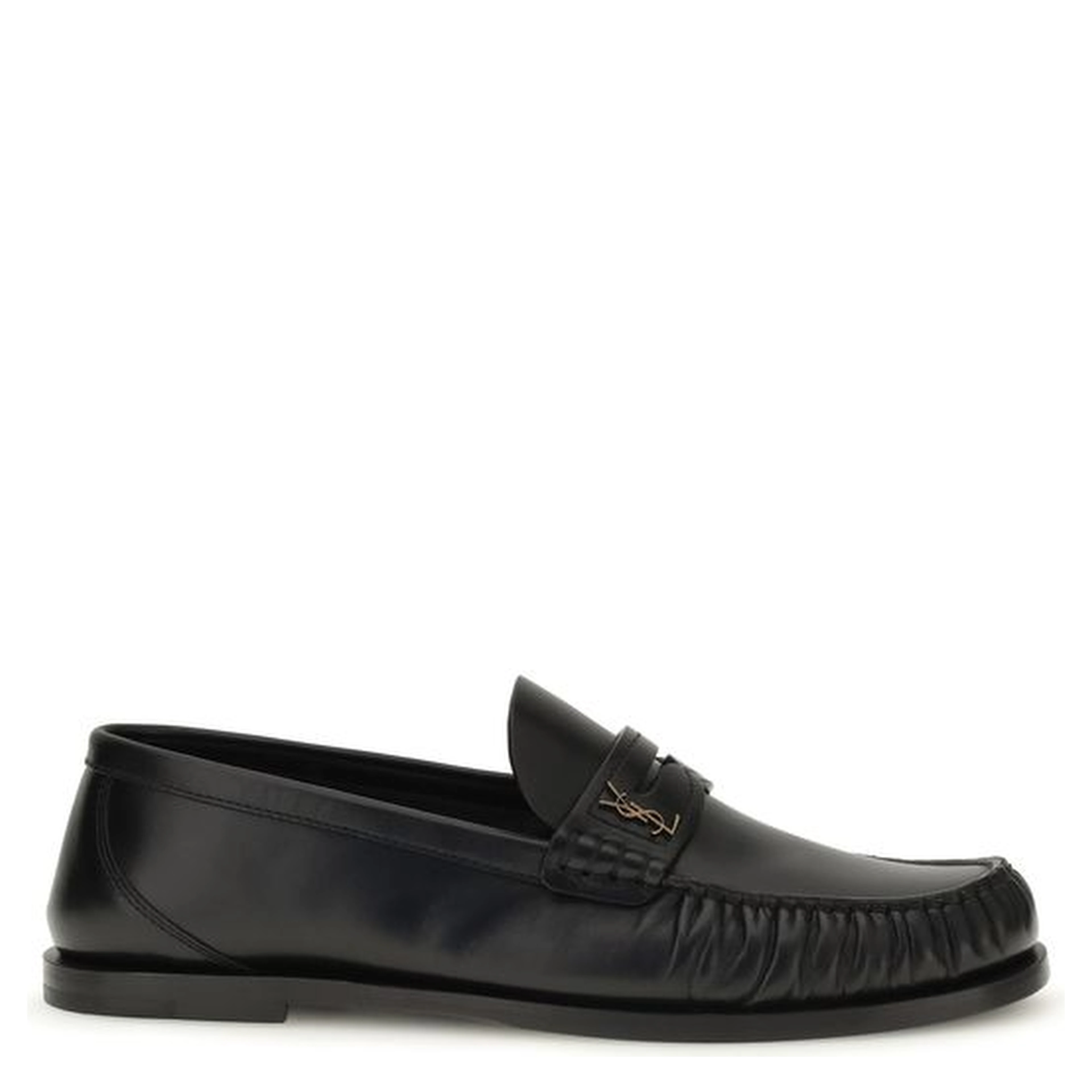 Black Calf Leather Bos Taurus Slip-On Loafers