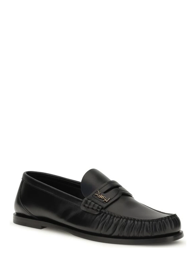 Black Calf Leather Bos Taurus Slip-On Loafers