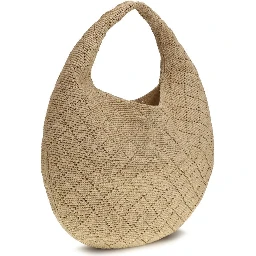 Beige Raffia Shoulder Bag