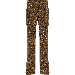 Brown Silk Flared Pants