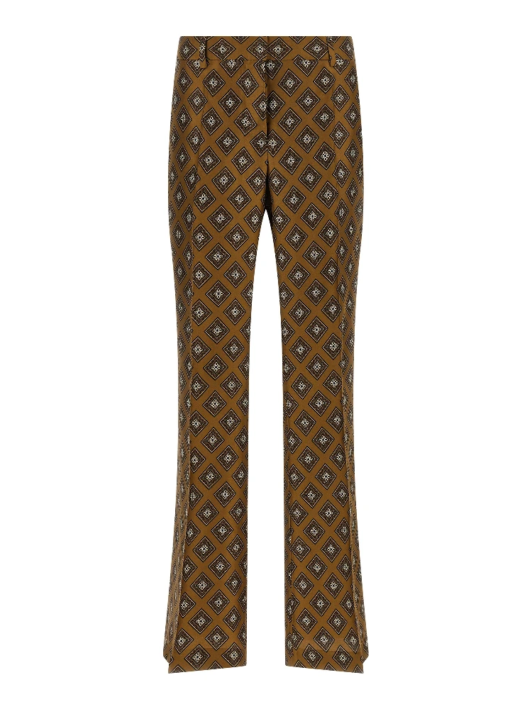 Brown Silk Flared Pants