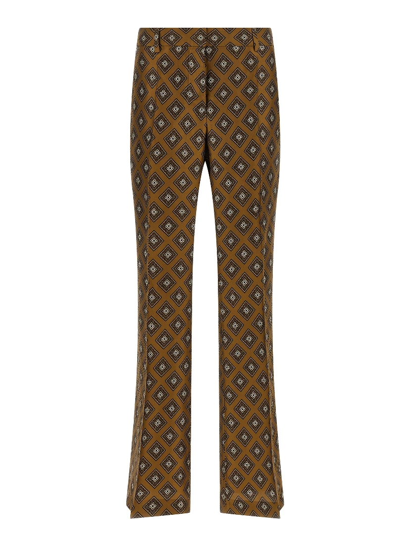 Brown Silk Flared Pants