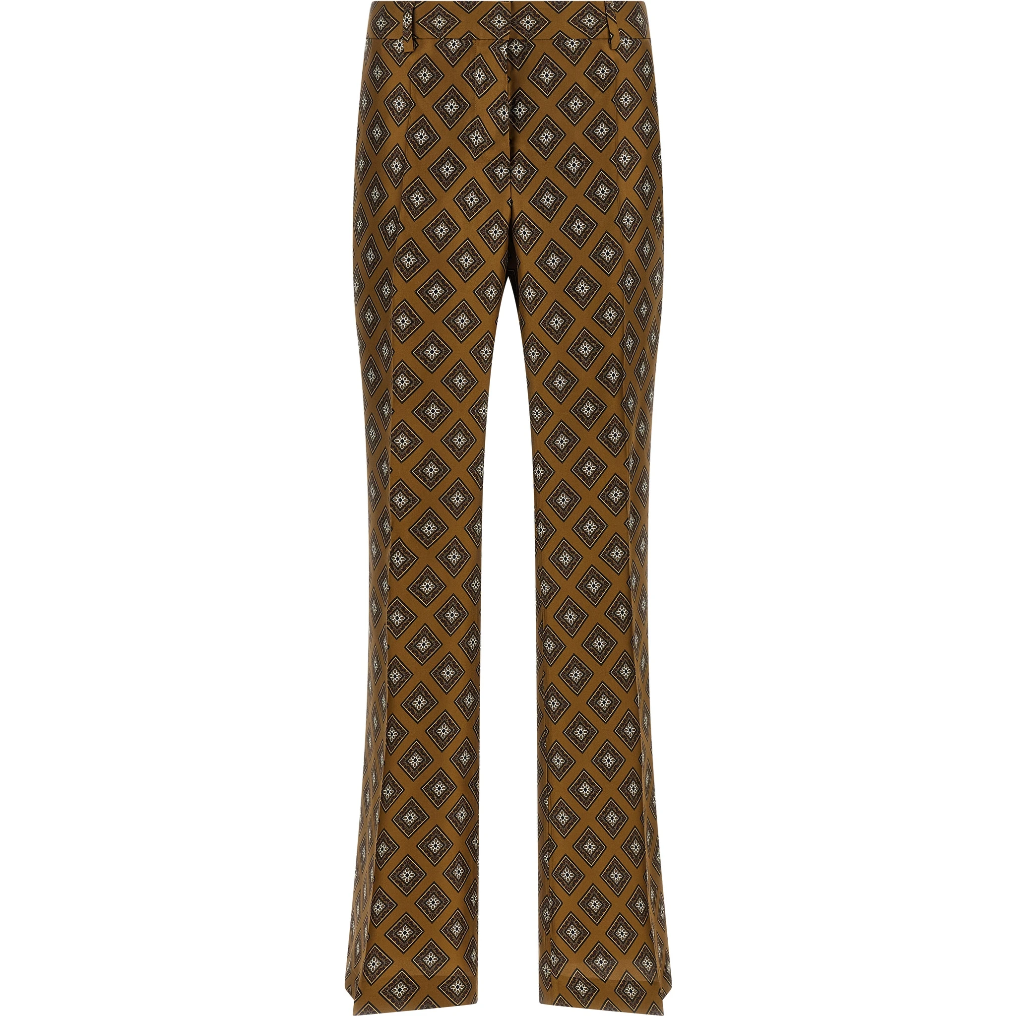 Brown Silk Flared Pants