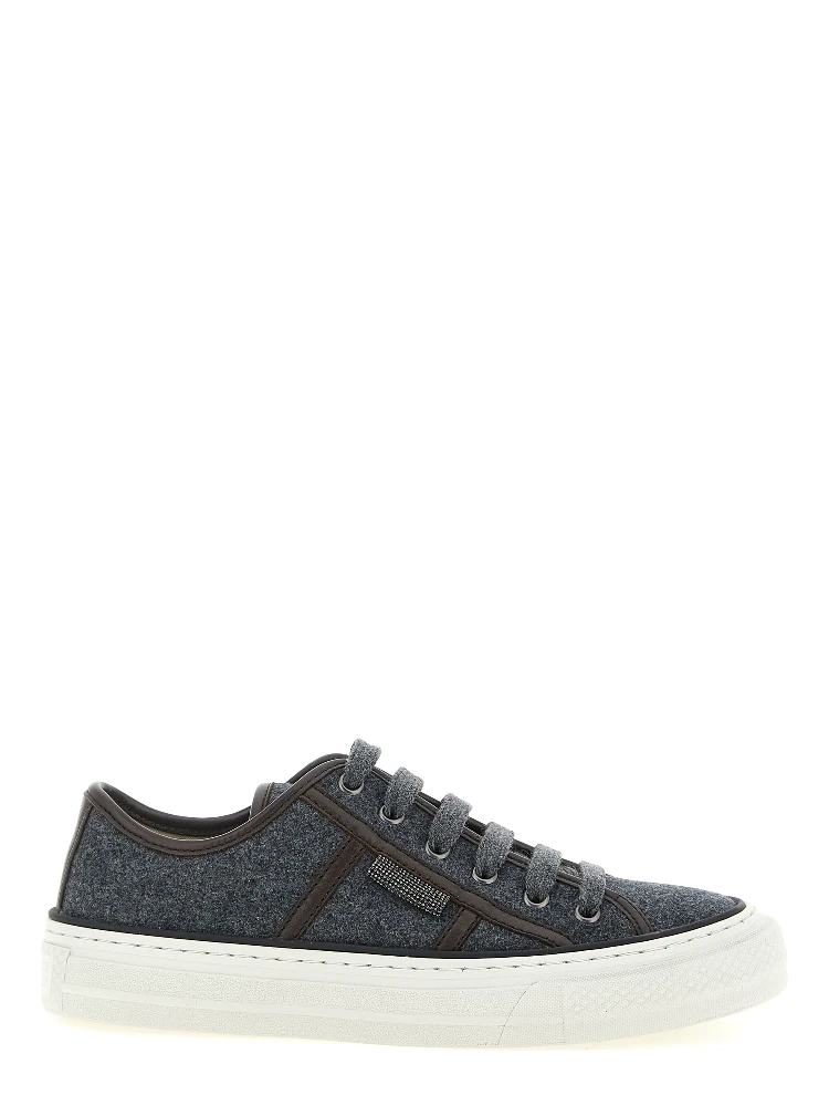 Gray Virgin Wool Low Top Sneakers