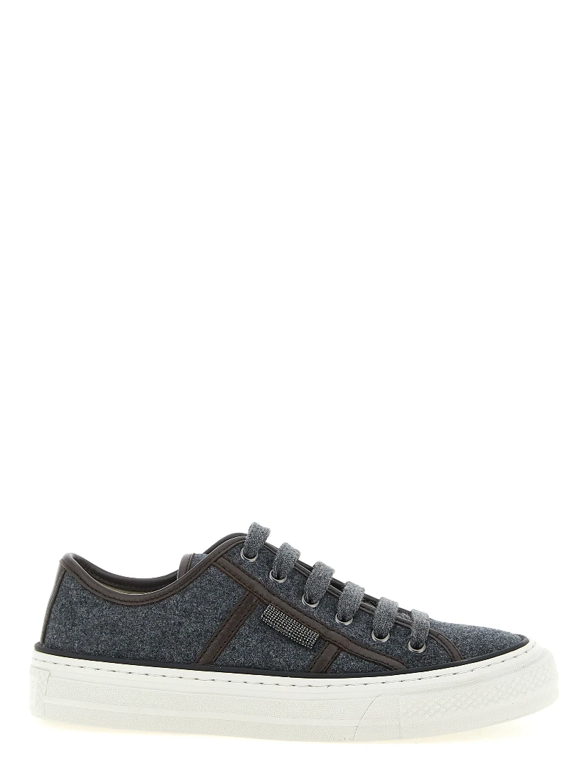 Gray Virgin Wool Low Top Sneakers