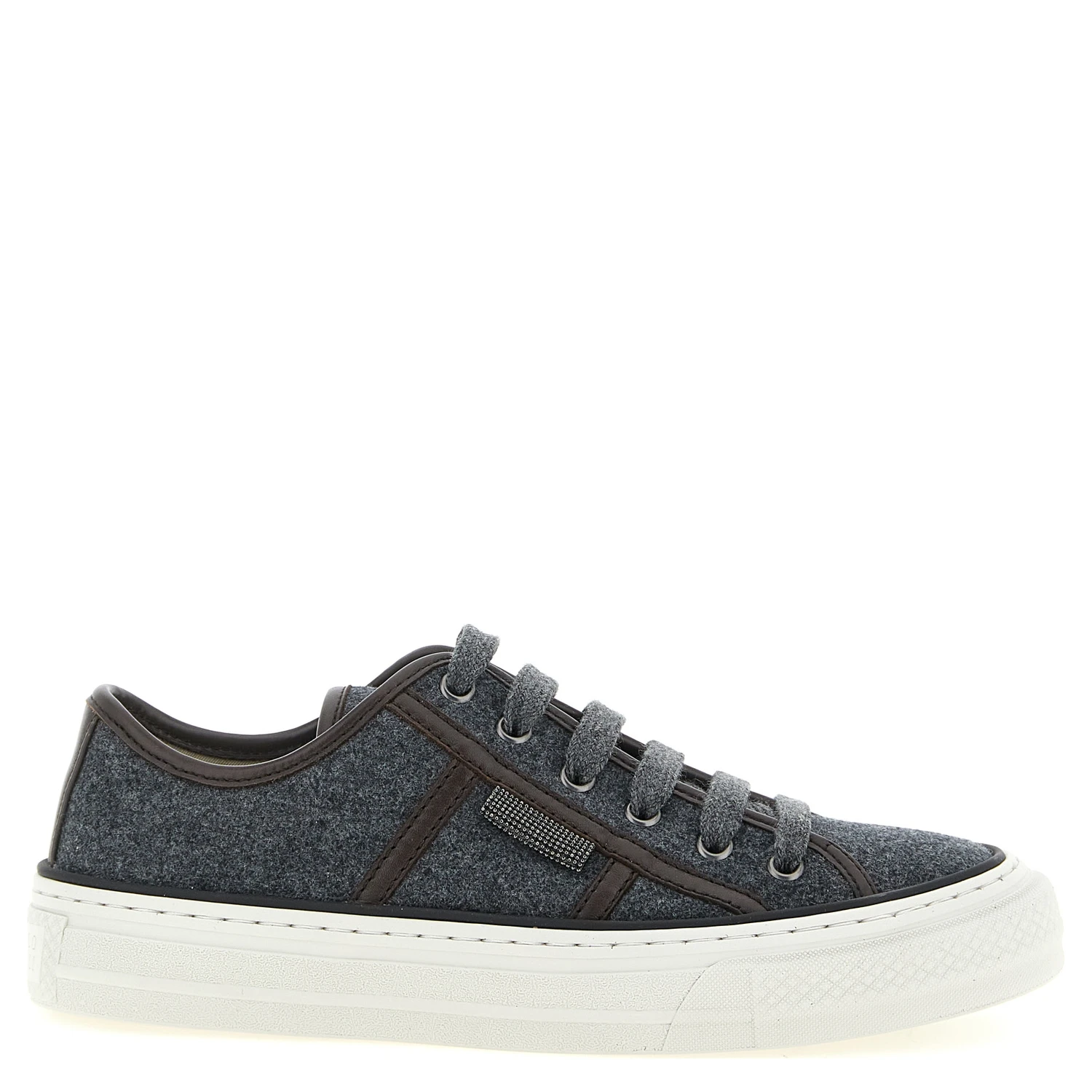 Gray Virgin Wool Low Top Sneakers