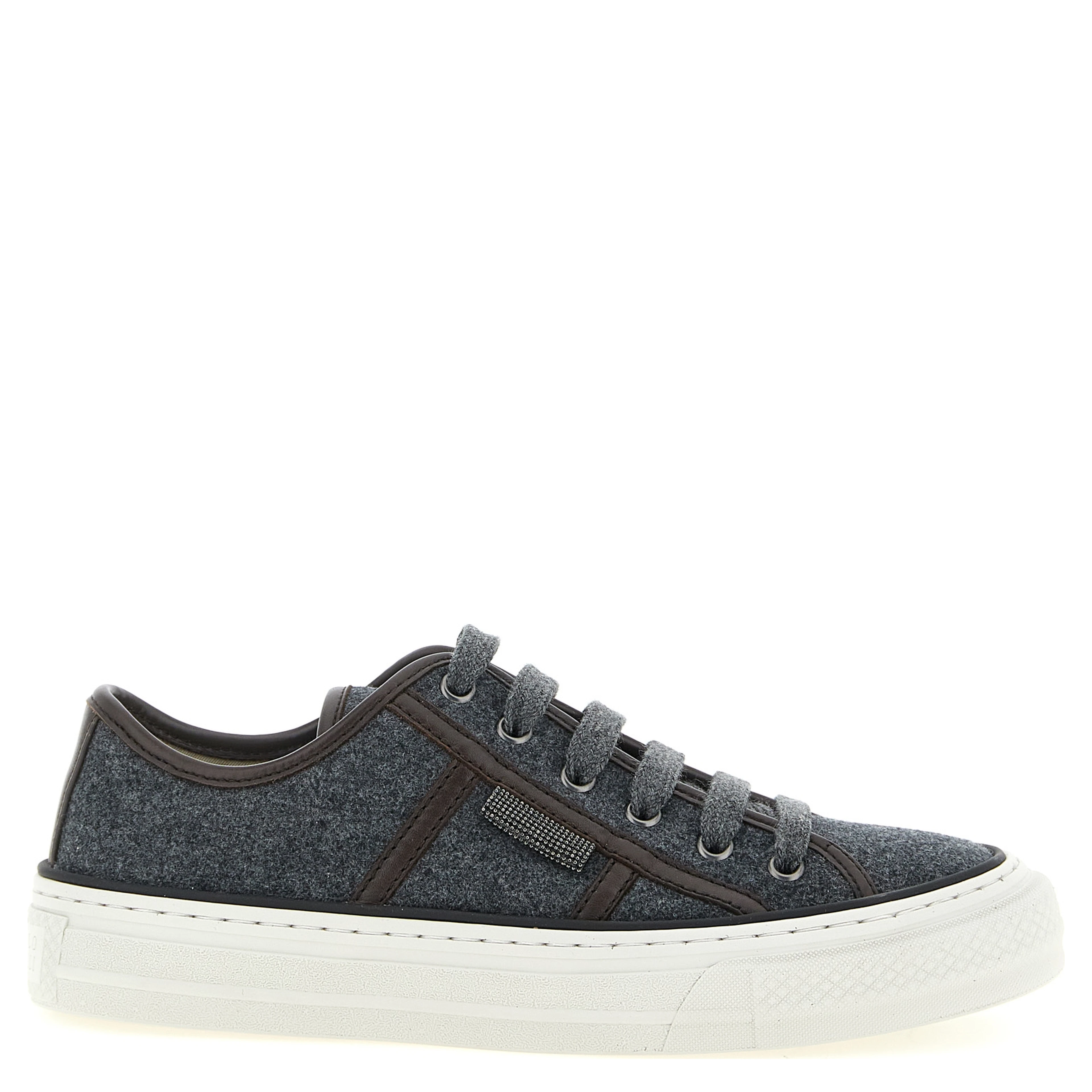 Gray Virgin Wool Low Top Sneakers