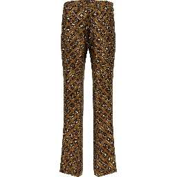 Brown Silk Flared Pants