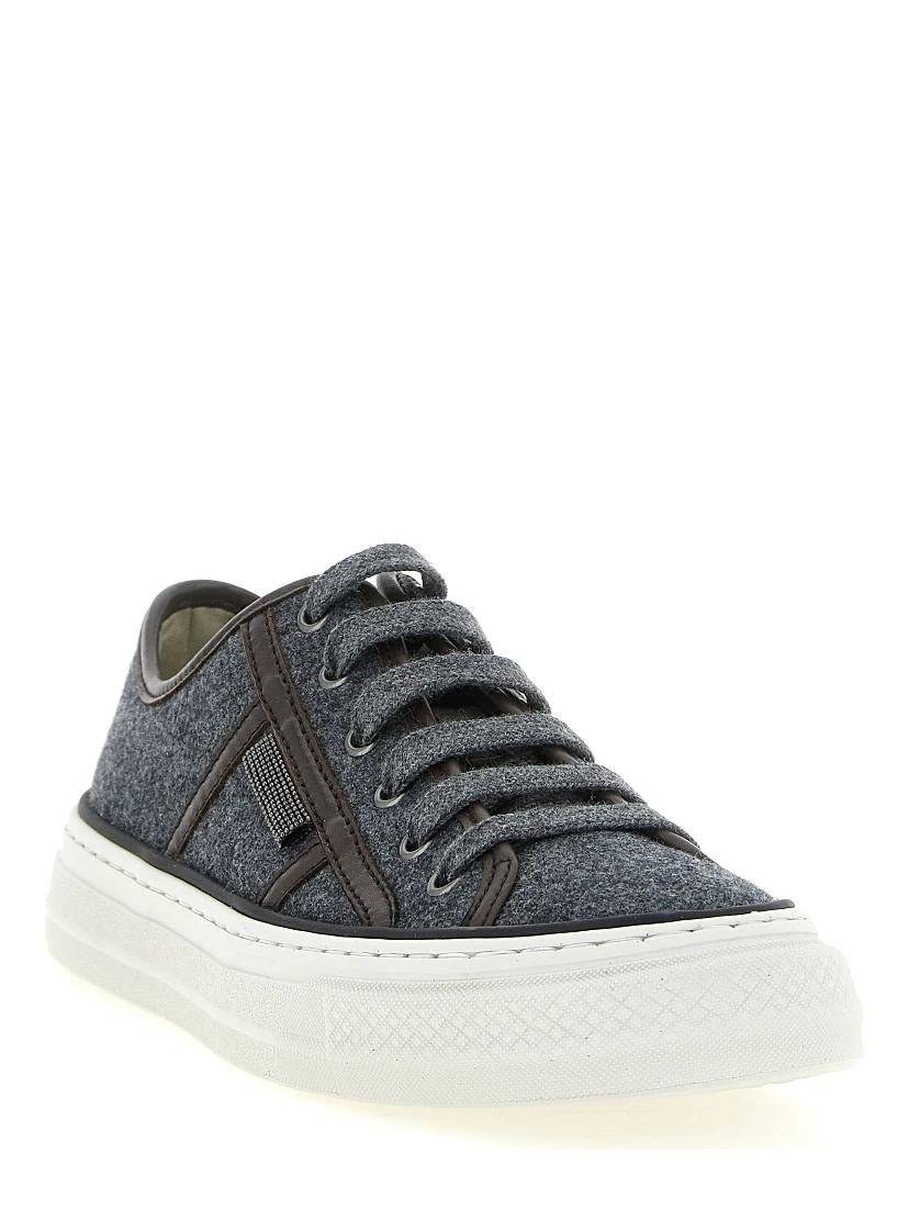 Gray Virgin Wool Low Top Sneakers