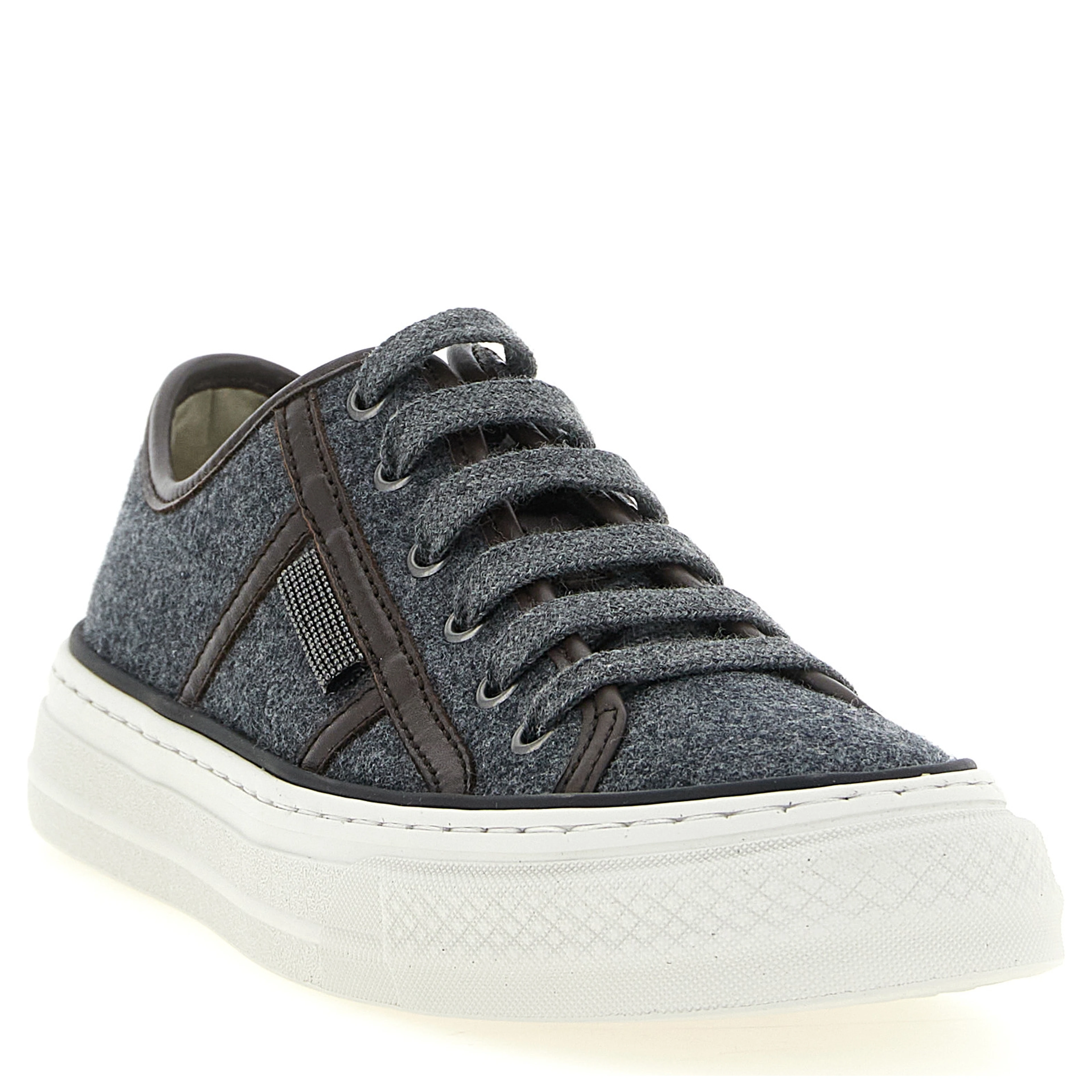 Gray Virgin Wool Low Top Sneakers