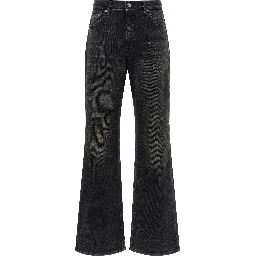 Black Cotton Flared Jeans