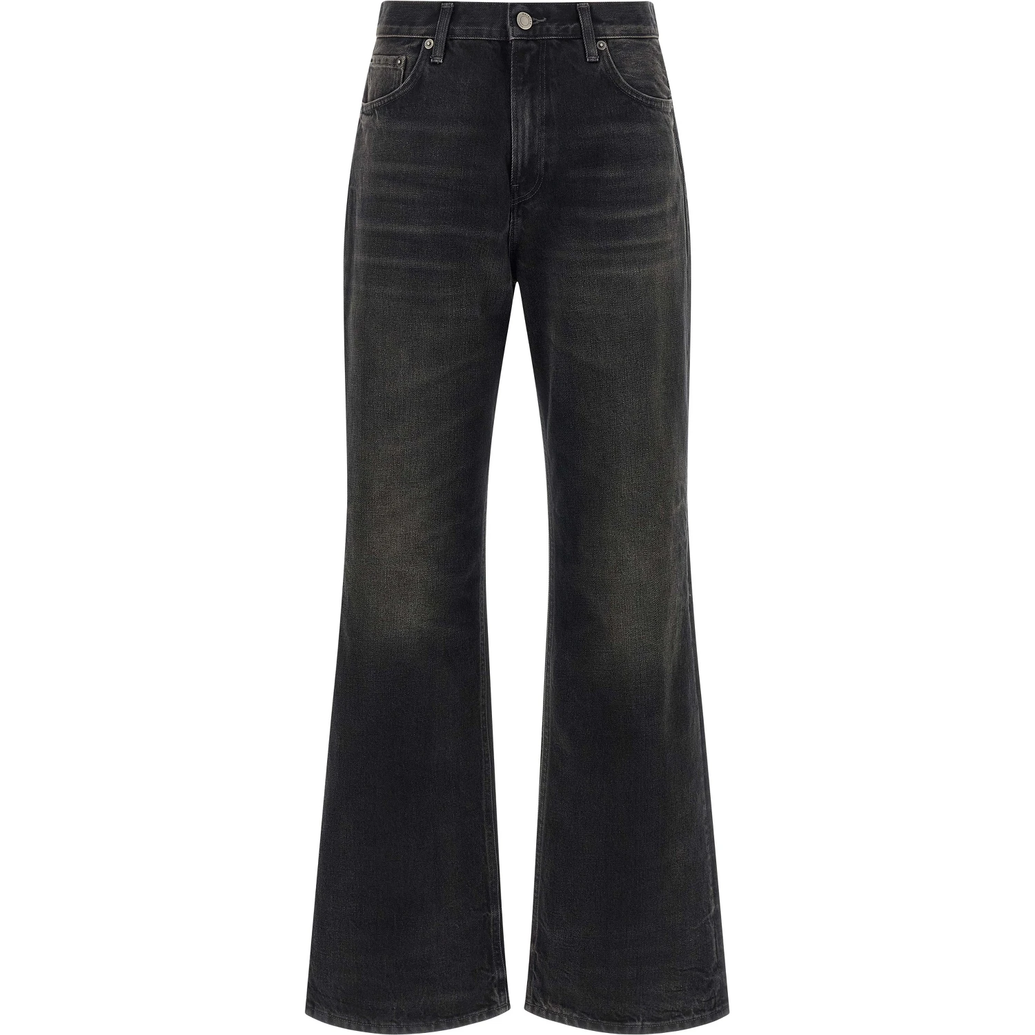 Black Cotton Flared Jeans