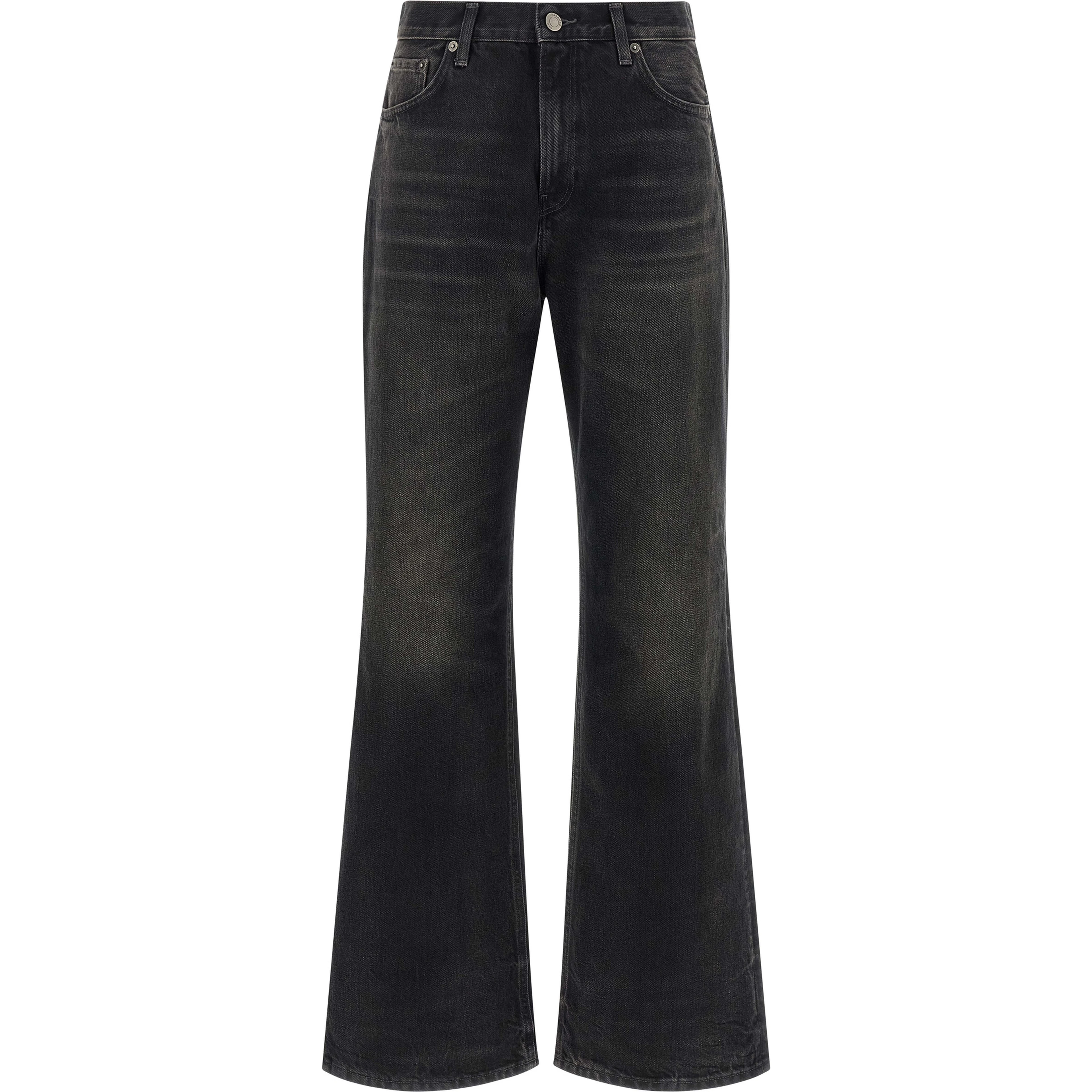 Black Cotton Flared Jeans