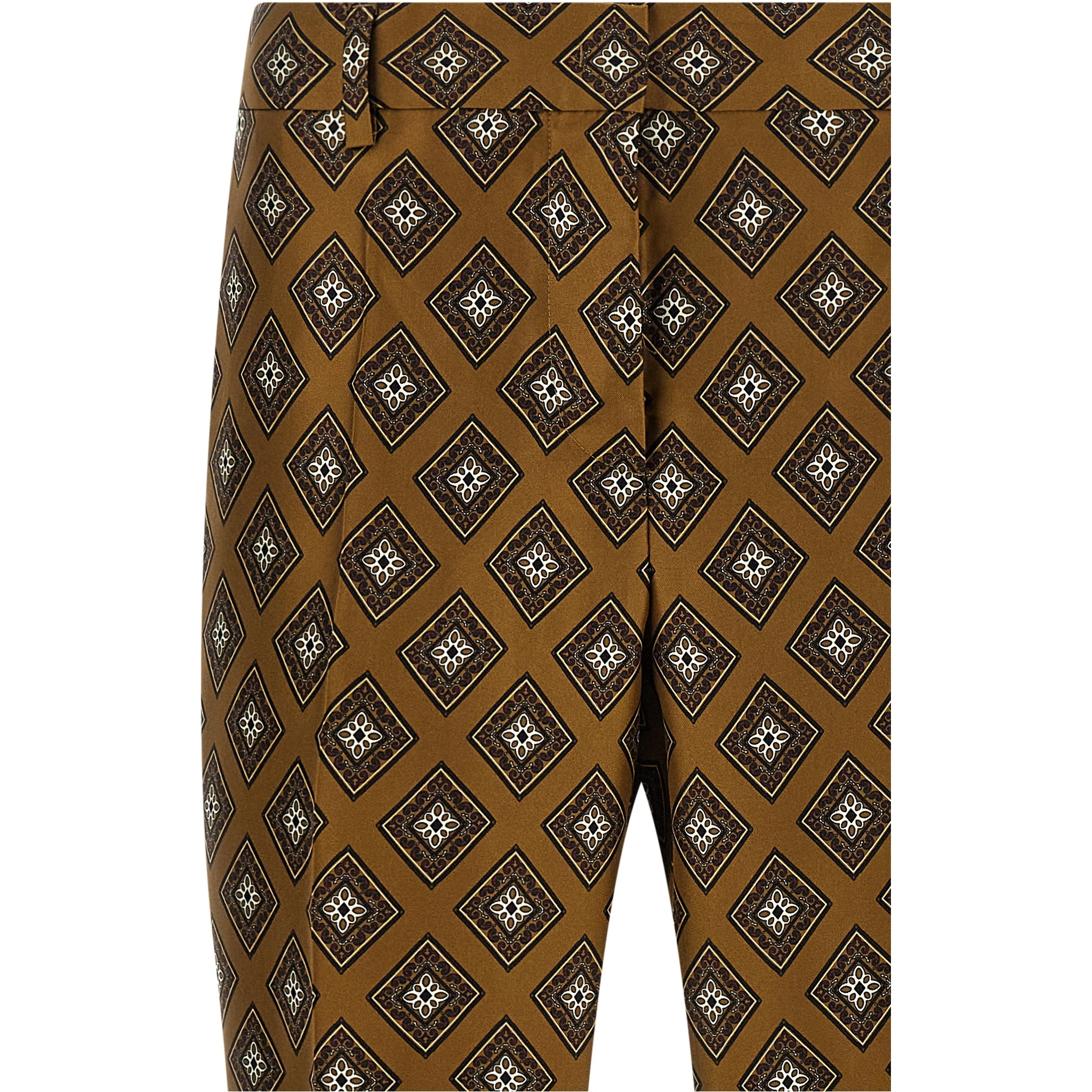 Brown Silk Flared Pants