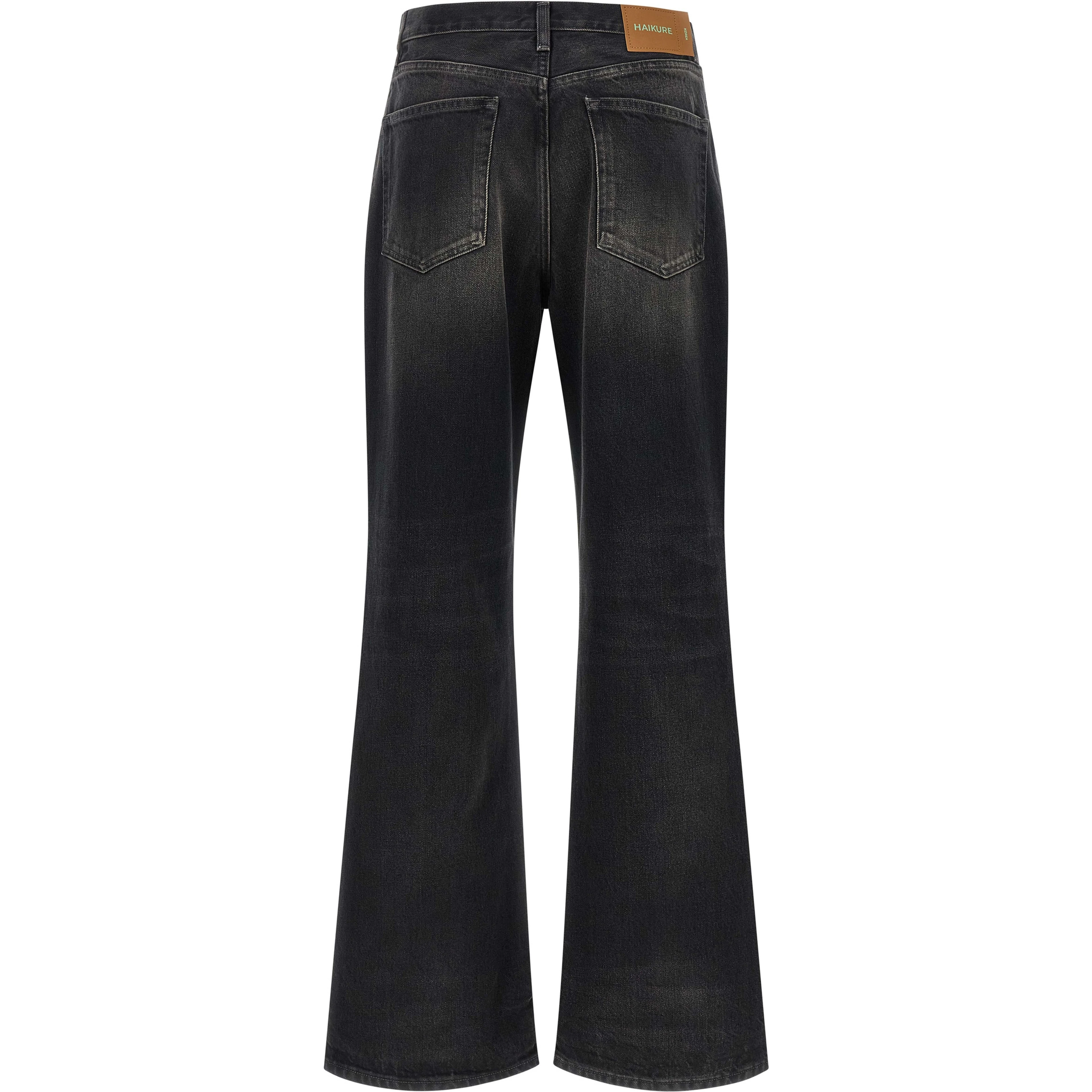 Black Cotton Flared Jeans