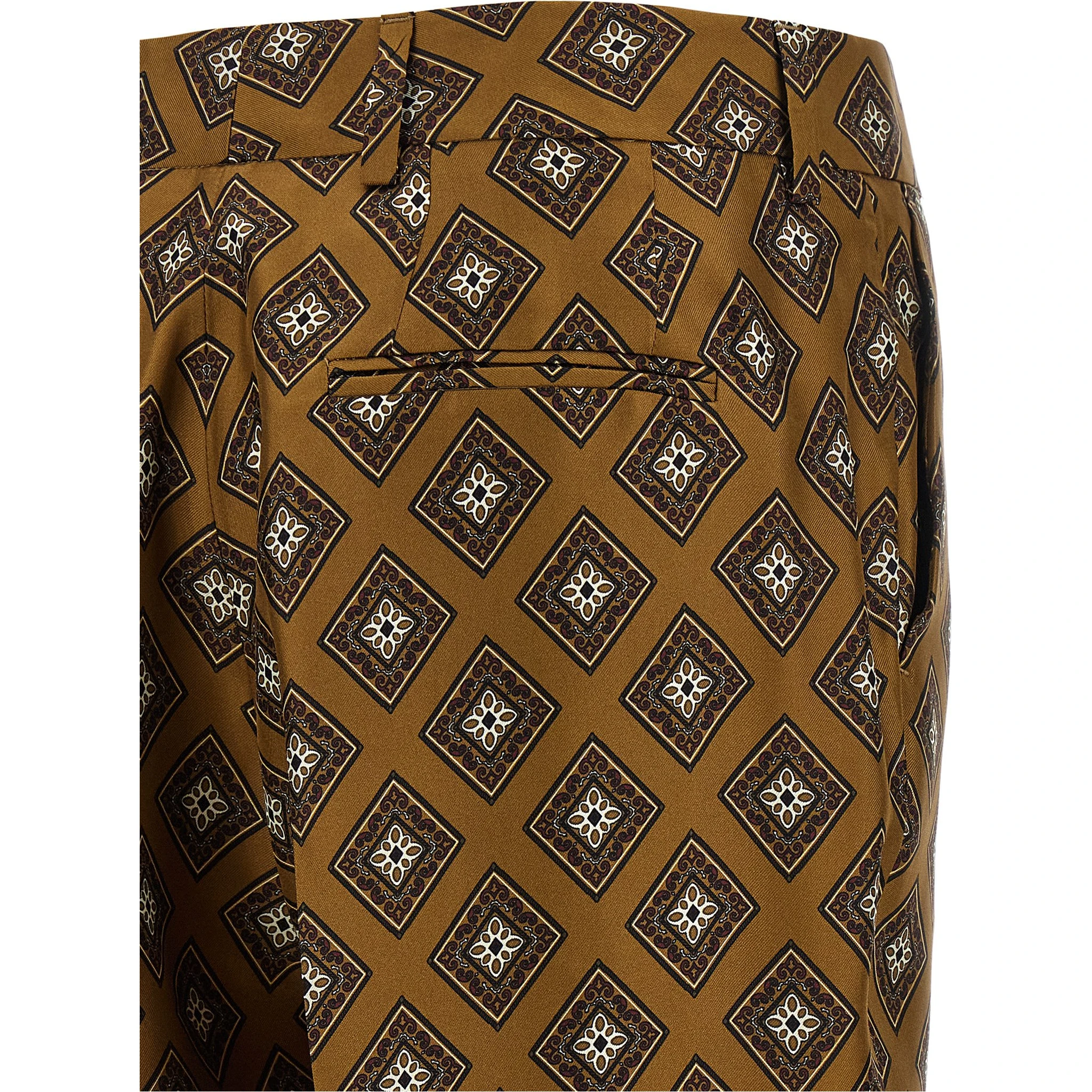 Brown Silk Flared Pants