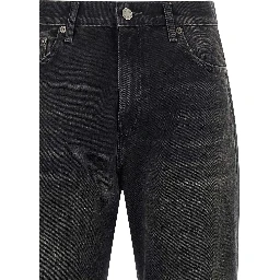 Black Cotton Flared Jeans
