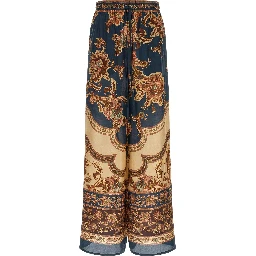 Multicolor Silk Casual Pants