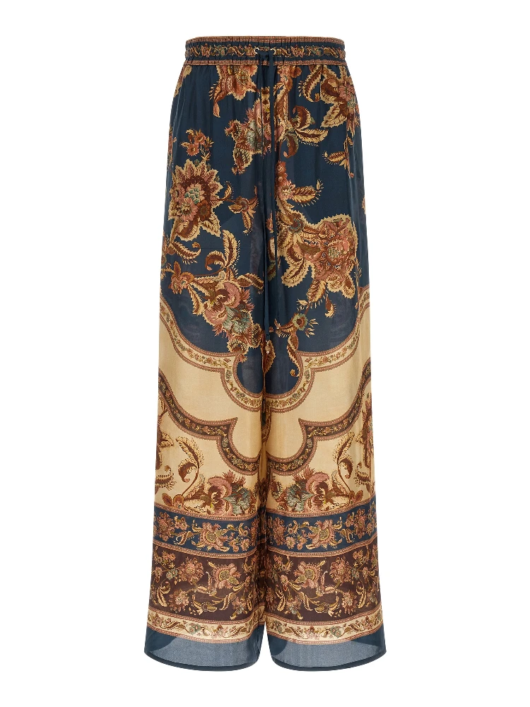 Multicolor Silk Casual Pants