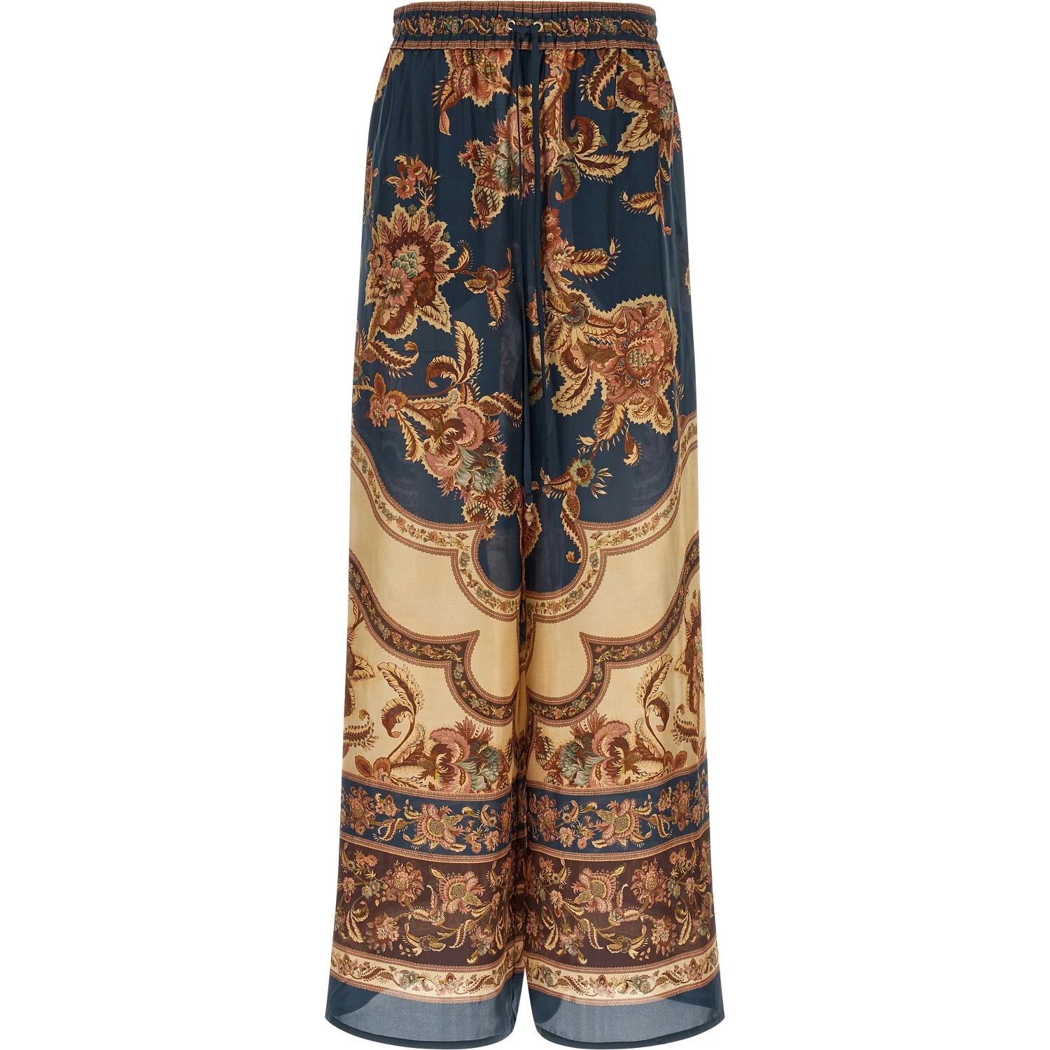 Multicolor Silk Casual Pants