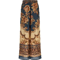 Multicolor Silk Casual Pants