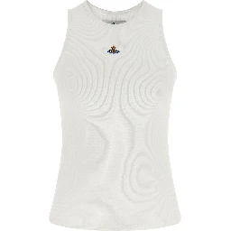 White Cotton Sleeveles T-Shirt