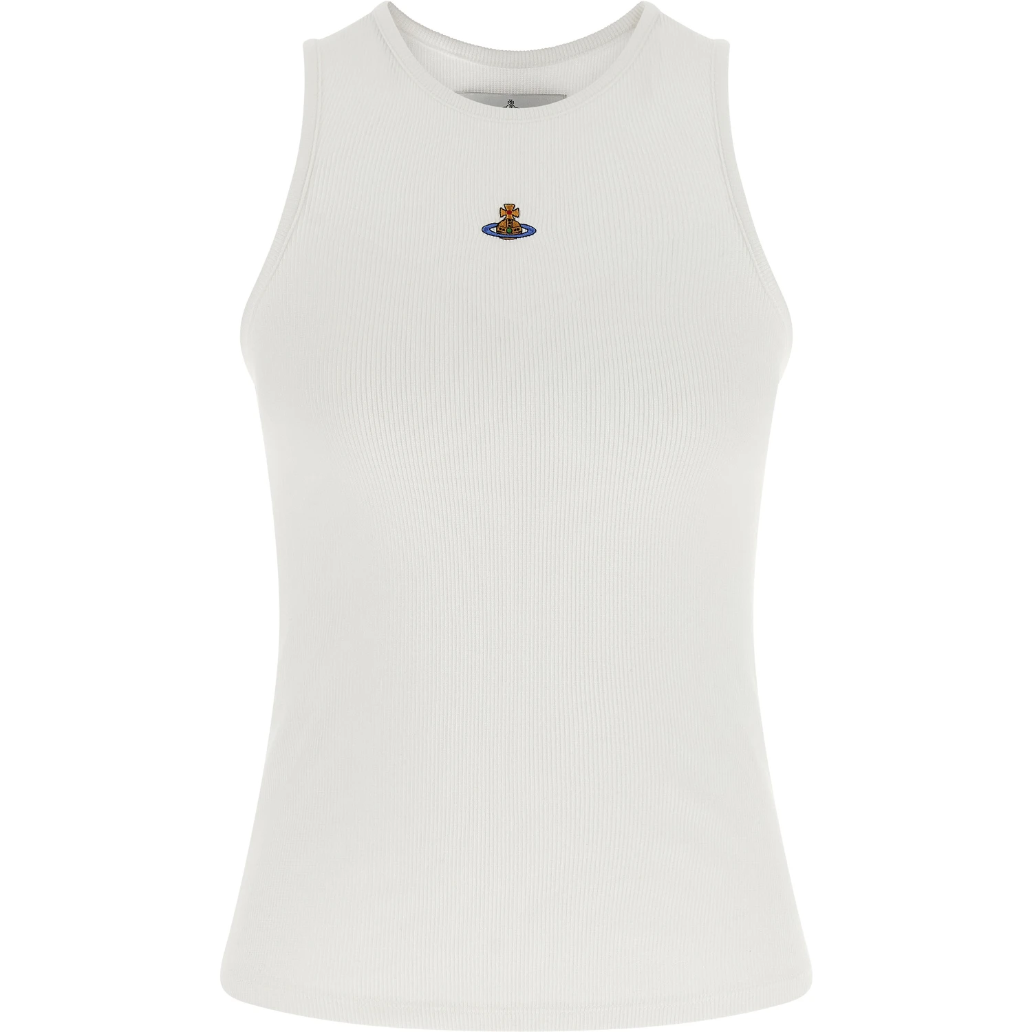 White Cotton Sleeveles T-Shirt