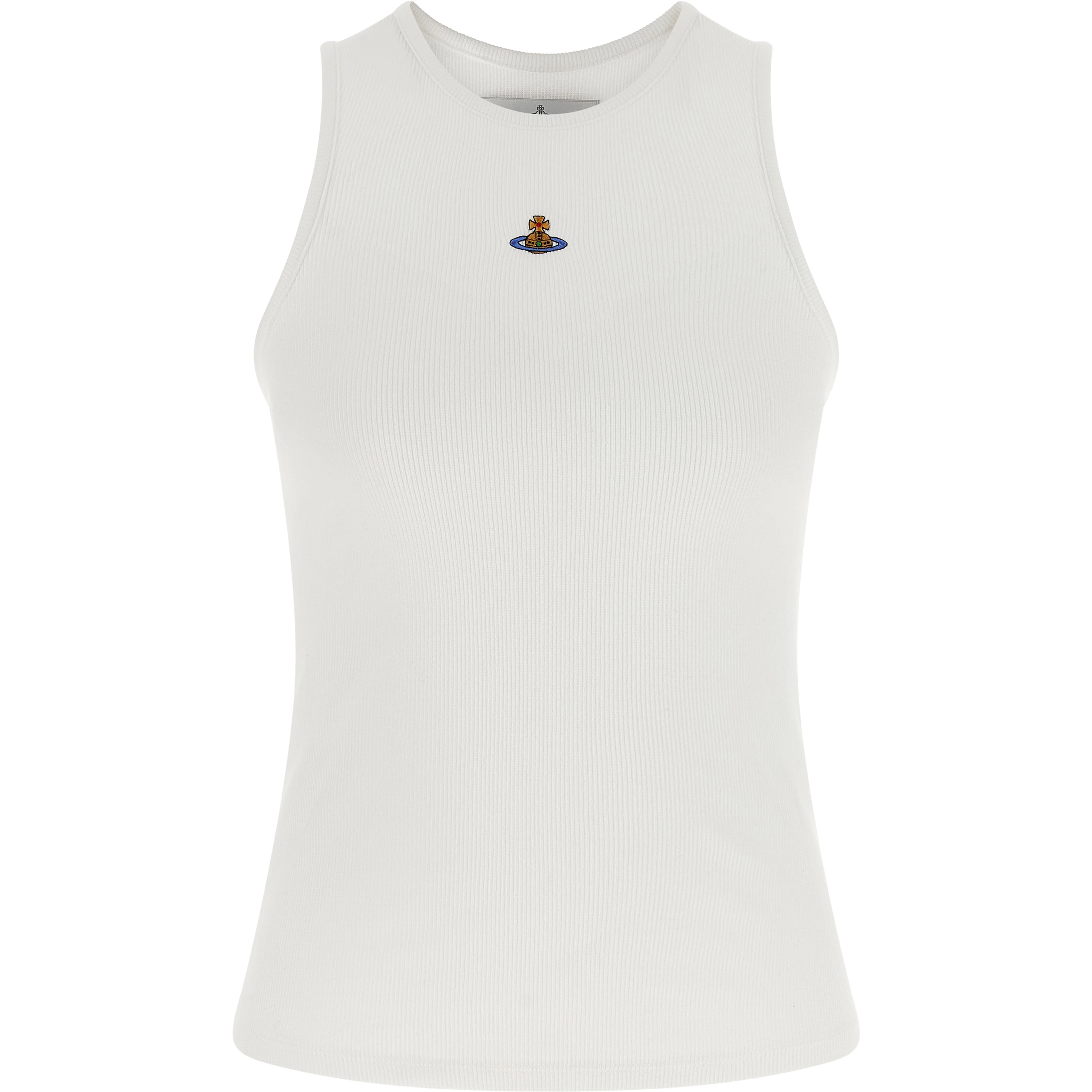 White Cotton Sleeveles T-Shirt