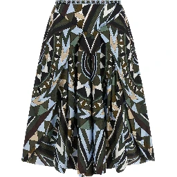Multicolor Silk Midi Skirt