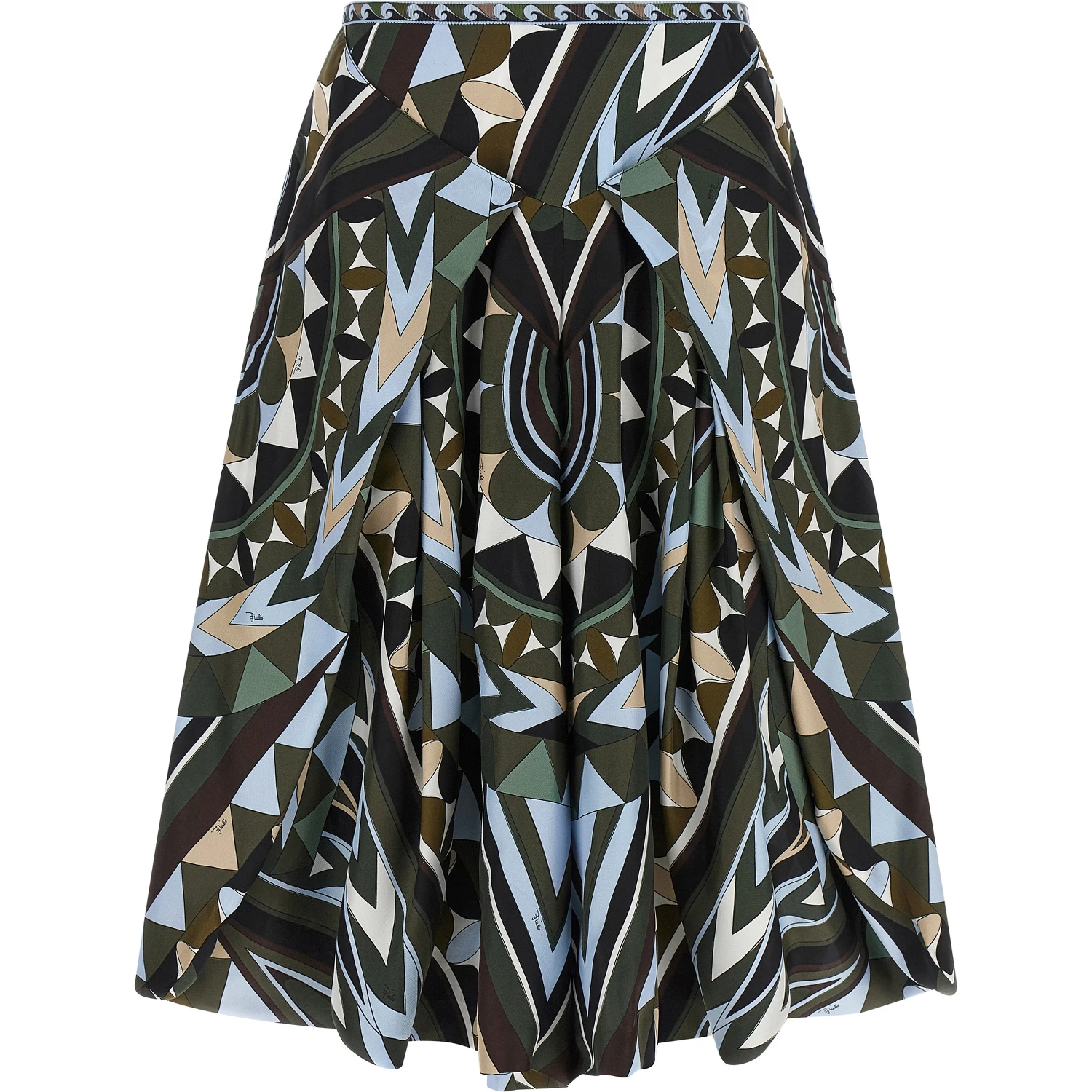 Multicolor Silk Midi Skirt