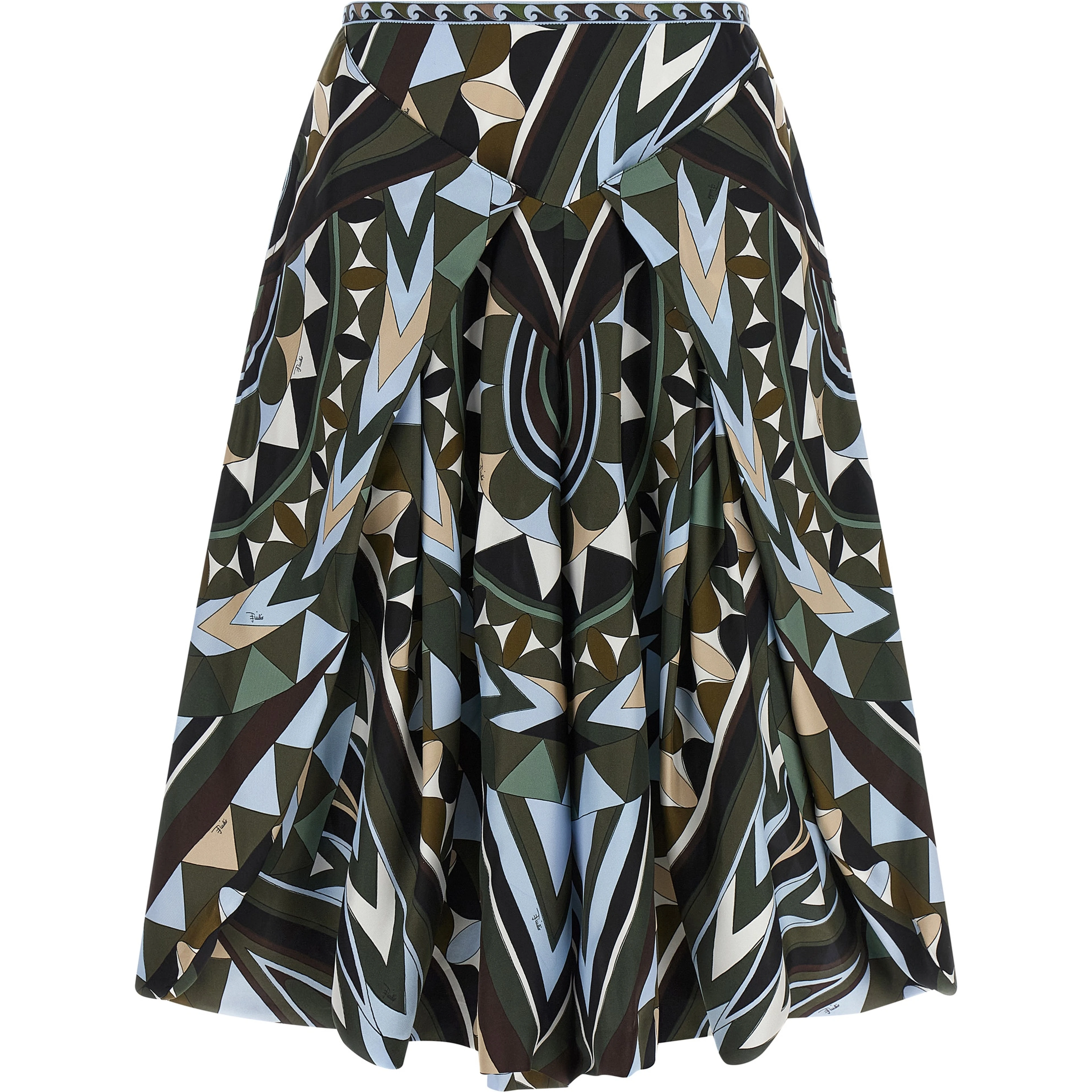 Multicolor Silk Midi Skirt