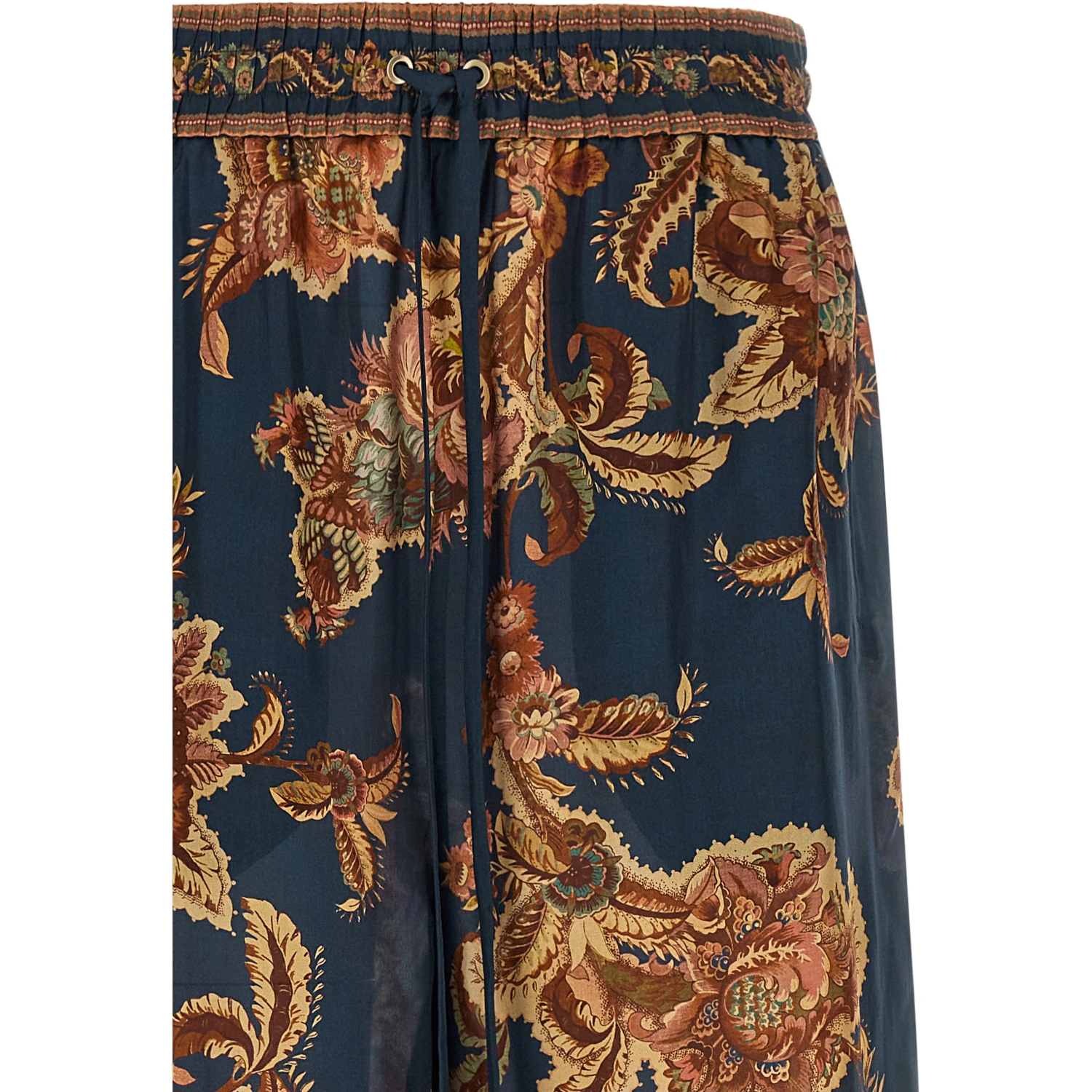 Multicolor Silk Casual Pants