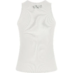 White Cotton Sleeveles T-Shirt